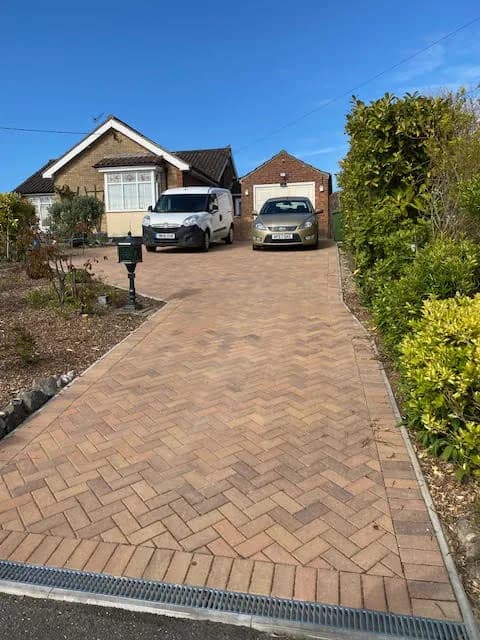 Herringbone driveway, after