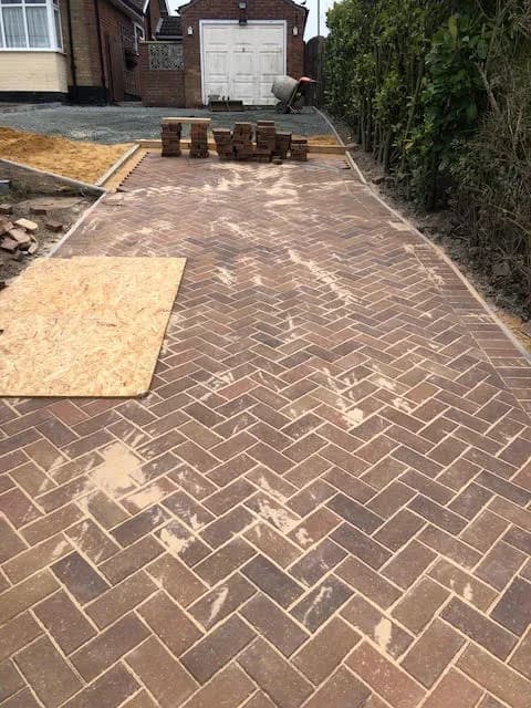 Herringbone driveway, before
